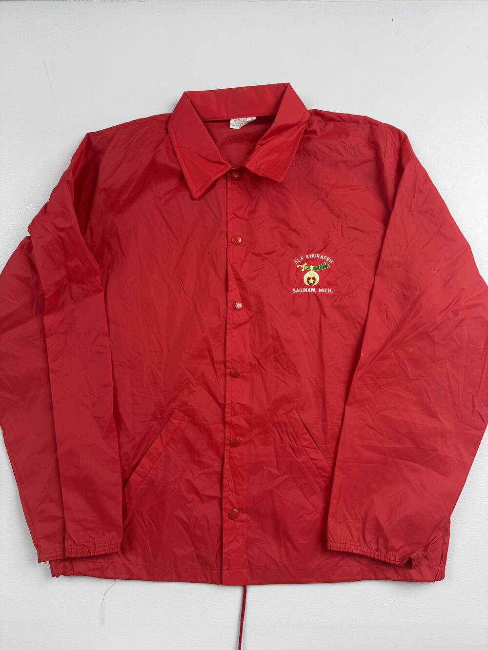 Vintage Birdie Jacket Mens Large Nylon Windbreaker Elf Khurafeh Saginaw MI USA